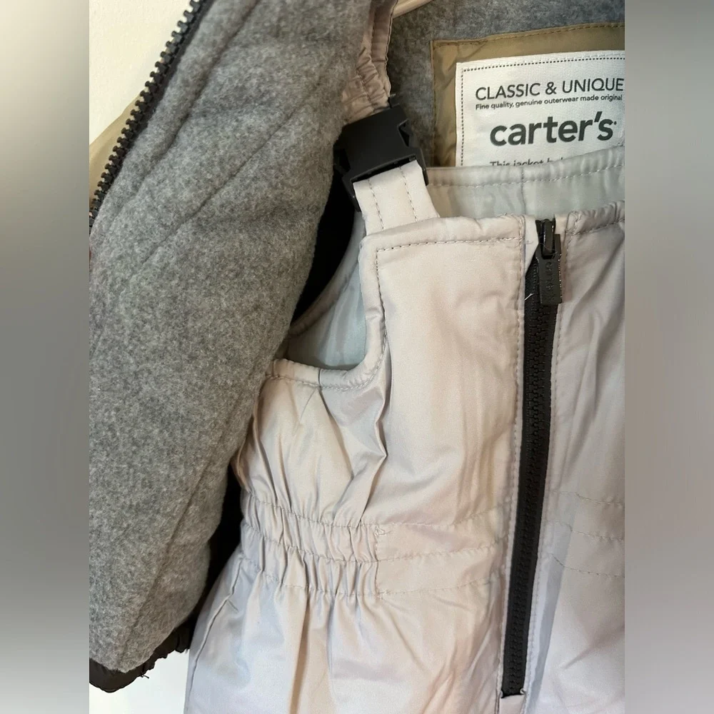 Carters Baby Boys Snowsuit Set Khaki/Gray NWT Size 12M